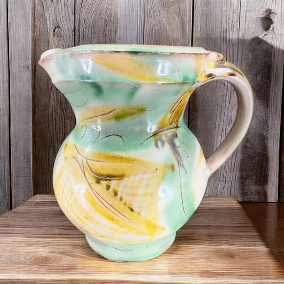 Vintage Italian Pottery Pitcher Carafe Hand Made Ceramic Made In Italy Decor VTG - Picture 1 of 16